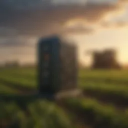 A bird deterrent sound machine in a field