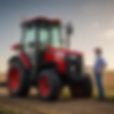 Farmers discussing equipment options with a Case IH dealer representative