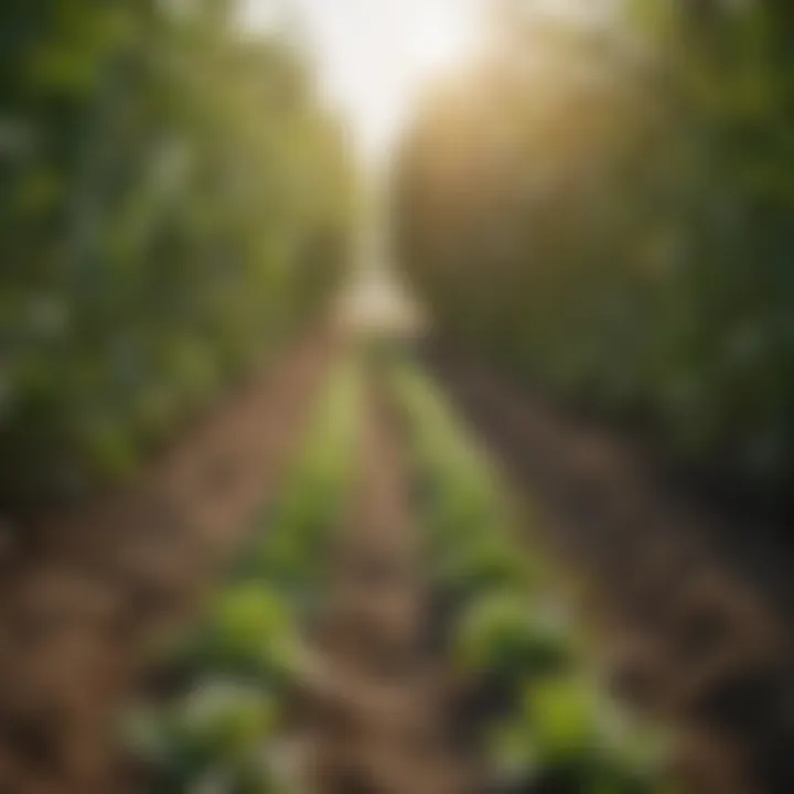 Field showcasing healthy crops nourished by drip tape irrigation