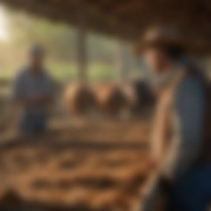 Farmers discussing livestock management strategies