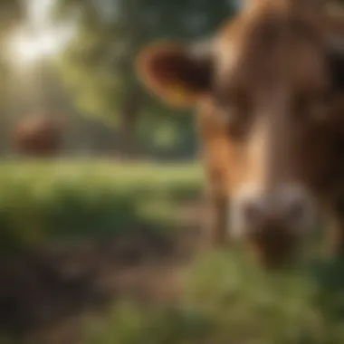 Healthy cattle grazing in a sustainable farm