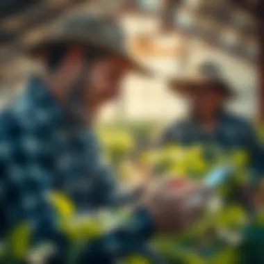 Farmers engaging with online learning tools