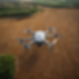 A drone surveying a vast agricultural landscape
