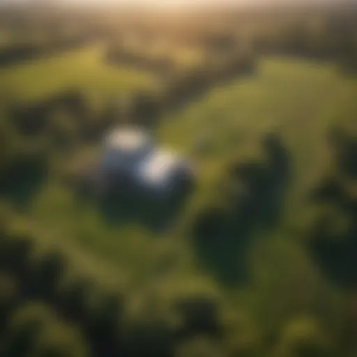 Aerial view of lush farm land in New York City