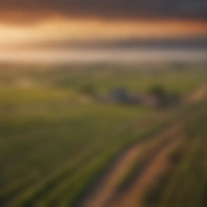 A scenic view of a sprawling farm landscape in Stanislaus County