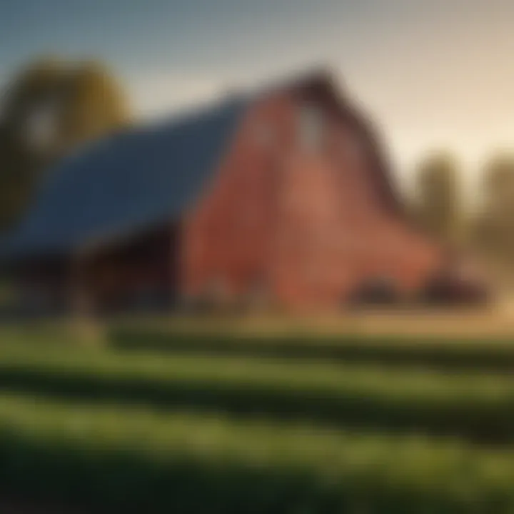 A modern barn showcasing sustainable farming practices