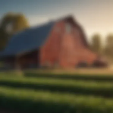 Modern Barn and Sustainable Farming Practices A modern barn showcasing sustainable farming practices