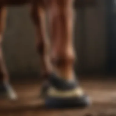 Applying Hoof Conditioner Application of hoof conditioner on a horse's hoof
