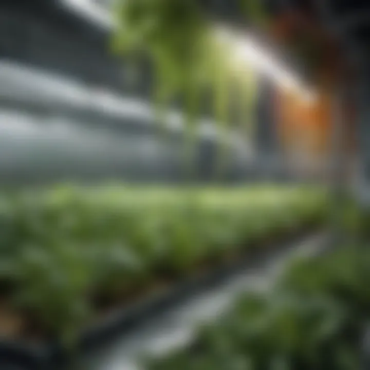 A close-up view of the hydroponic system in action with vibrant plants