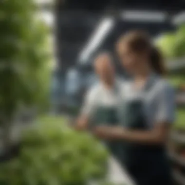 Expert advice being shared in a hydroponic shop setting
