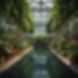 Vibrant hydroponic garden setup showcasing various plants in a controlled environment