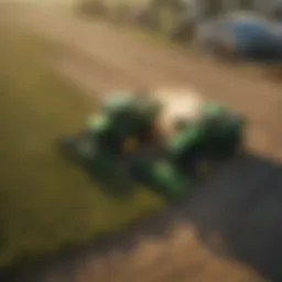Aerial view of a modern farm utilizing John Deere technology.