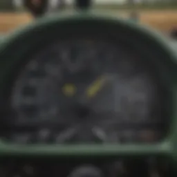 Close-up view of John Deere 60 HP tractor dashboard