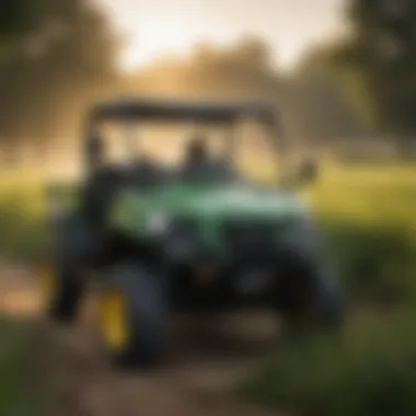 Custom Front Fenders on John Deere Gator in Action John Deere Gator equipped with custom front fenders in a field