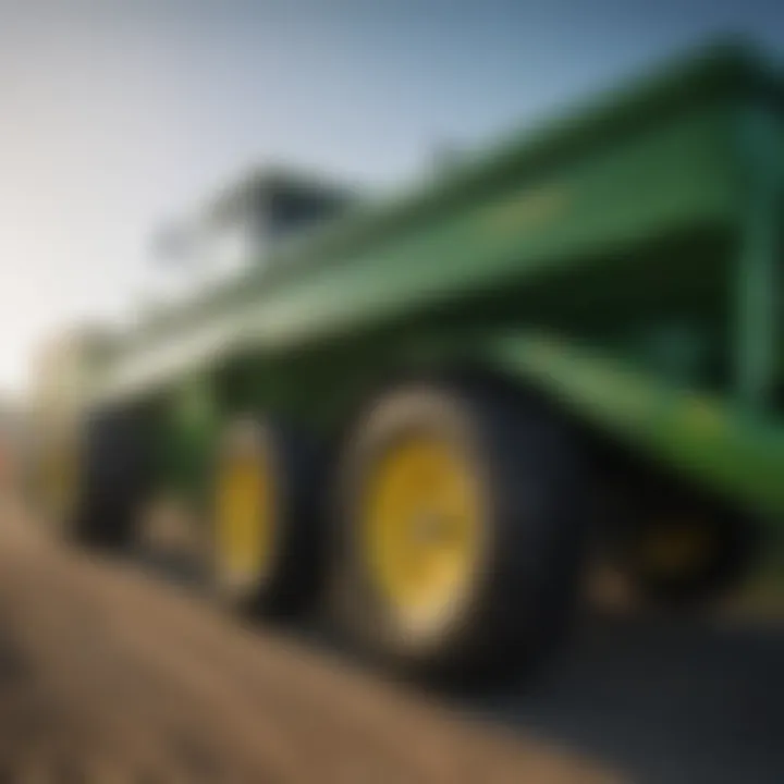 Close-up of John Deere trailer showcasing its features