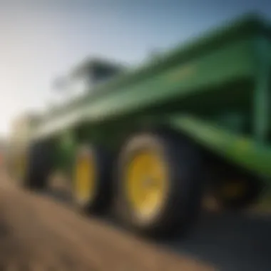 Features of a John Deere Trailer Close-up of John Deere trailer showcasing its features