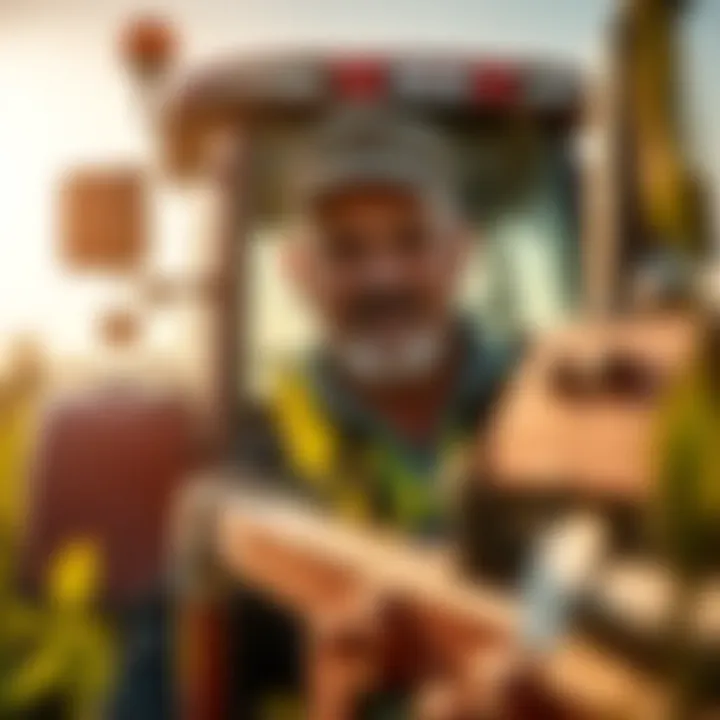 Farmer utilizing LaForge Front Hitch equipment