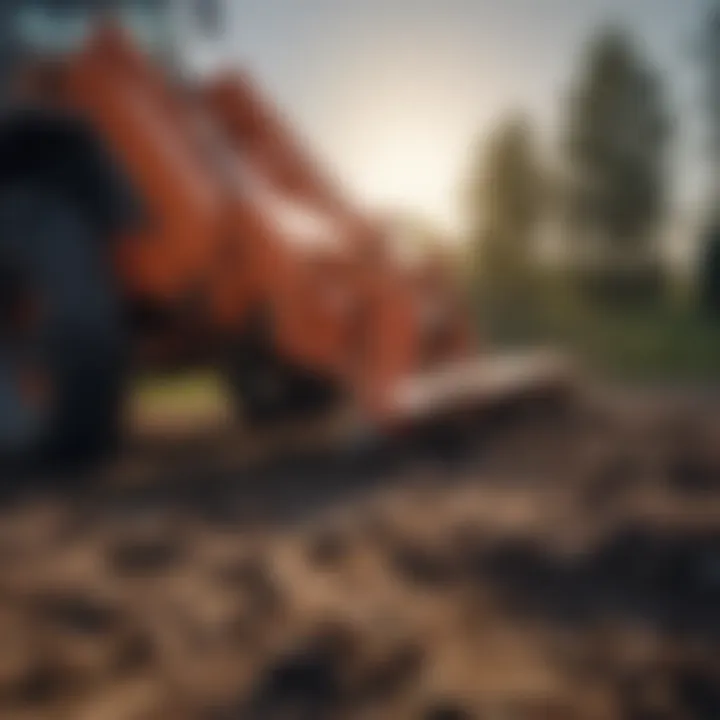 Close-up of a mulching attachment for efficient clearing