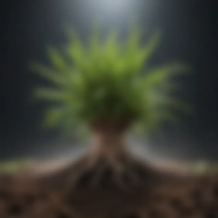 Plant roots absorbing nitrogen in soil