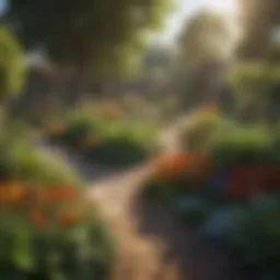 A vibrant community garden showcasing diverse plants