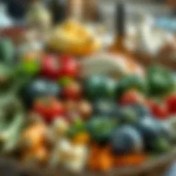 Vibrant selection of low carbon footprint foods