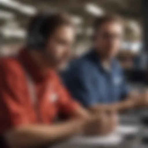 A representative engaging with a customer over the phone in a professional setting