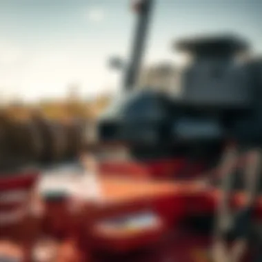 Close-up of mower machinery showing efficiency