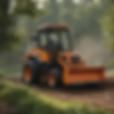 Maintenance of a mulching machine being performed