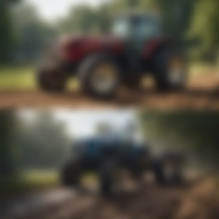 Before and after comparison of a New Holland tractor using salvage parts