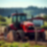 Pape Machinery Equipment in Oregon Pape Machinery's flagship equipment displayed in a lush Oregon farm setting