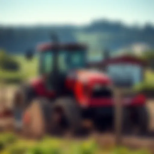 Pape Machinery Equipment in Oregon Pape Machinery's flagship equipment displayed in a lush Oregon farm setting