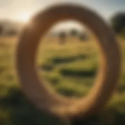 Close-up of a round hay ring in a pasture