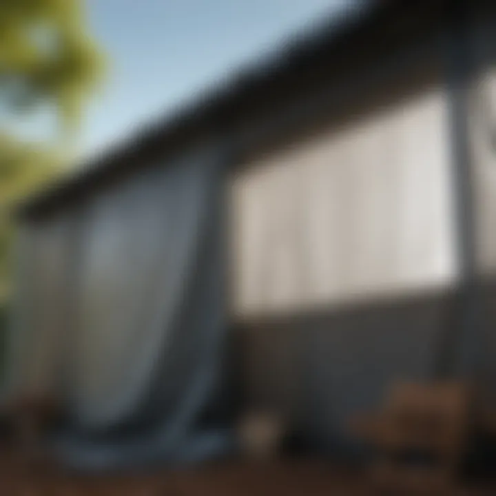 Close-up of tarp shed materials showcasing durability