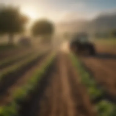 A landscape depicting sustainable agriculture practices in action