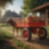 A calf cart in a vibrant farm setting, demonstrating its utility in animal care.