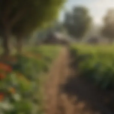 Sustainable Agriculture Practices A serene landscape illustrating sustainable agriculture practices, emphasizing the connection between food choices and environmental health.