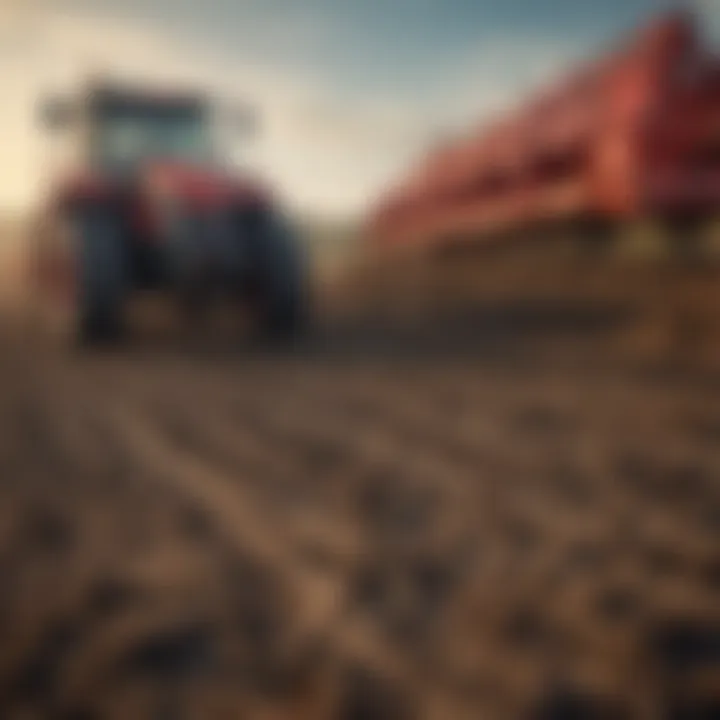 Heavy hitch bedder in action on a farm field emphasizing soil health