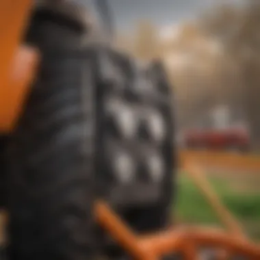 Close-up view of a hydraulic system used in yard tractor lifts.