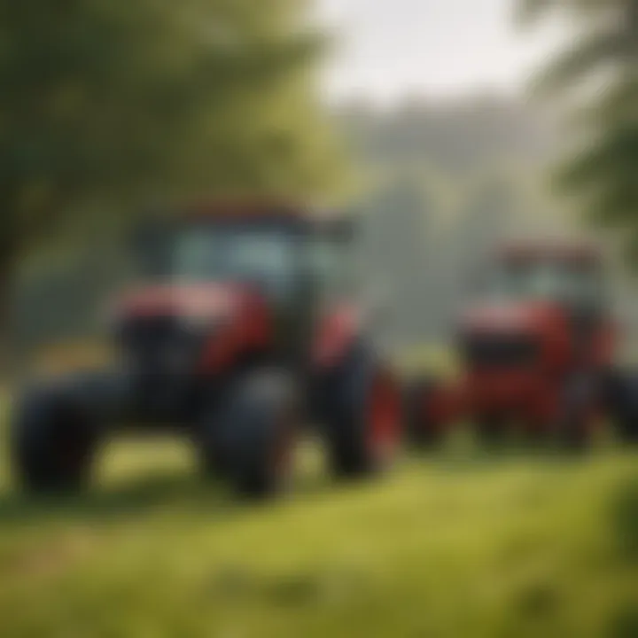 Different types of yard tractor lifts displayed side by side.