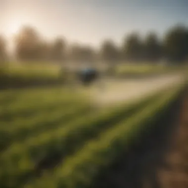 Drone spraying pesticide over crops for enhanced pest control