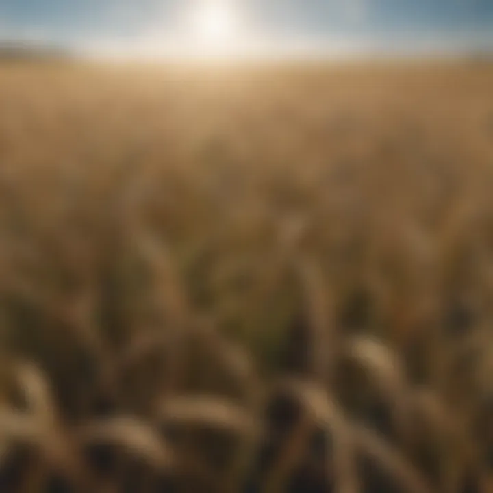 A field of barley under a clear blue sky