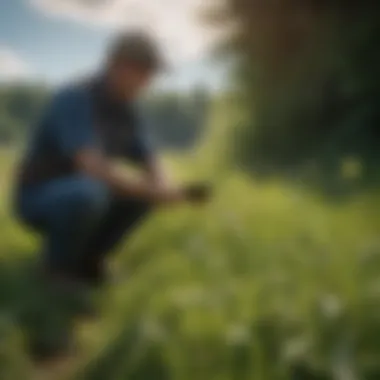 Farmer assessing cover crop integration into existing systems