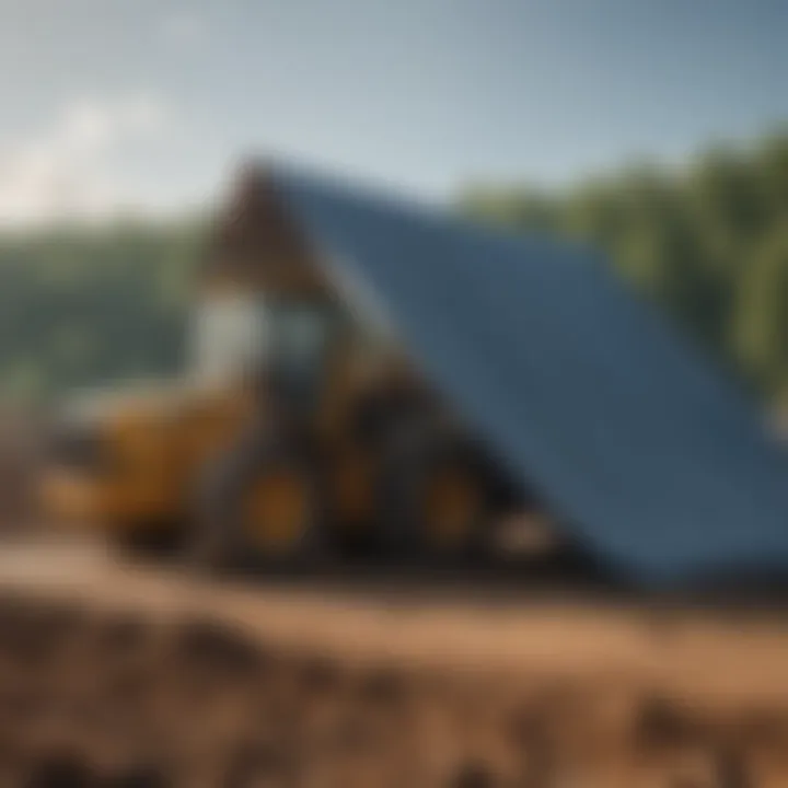 A construction site utilizing a large tarp to protect materials from the elements.