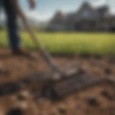 Lawn Rock Rake on Farm Lawn rock rake being utilized on a farm, demonstrating its role in land preparation