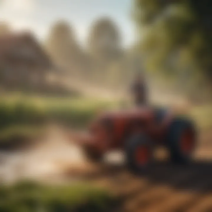 A farmer utilizing a tub grinder for agricultural purposes