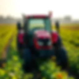Tym tractor in a lush agricultural field
