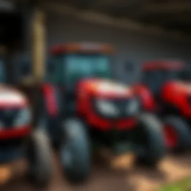 Various Configurations of Tym Tractors Diverse configurations of Tym tractors on display