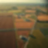 An aerial view of Indiana farmland showcasing diverse agricultural landscapes.