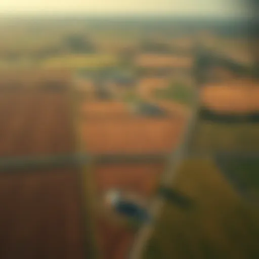 An aerial view of Indiana farmland showcasing diverse agricultural landscapes.