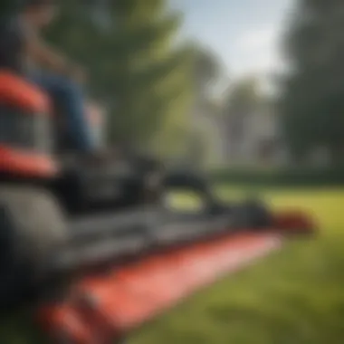 Close-up of bagger attachment on a zero turn mower